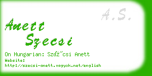 anett szecsi business card